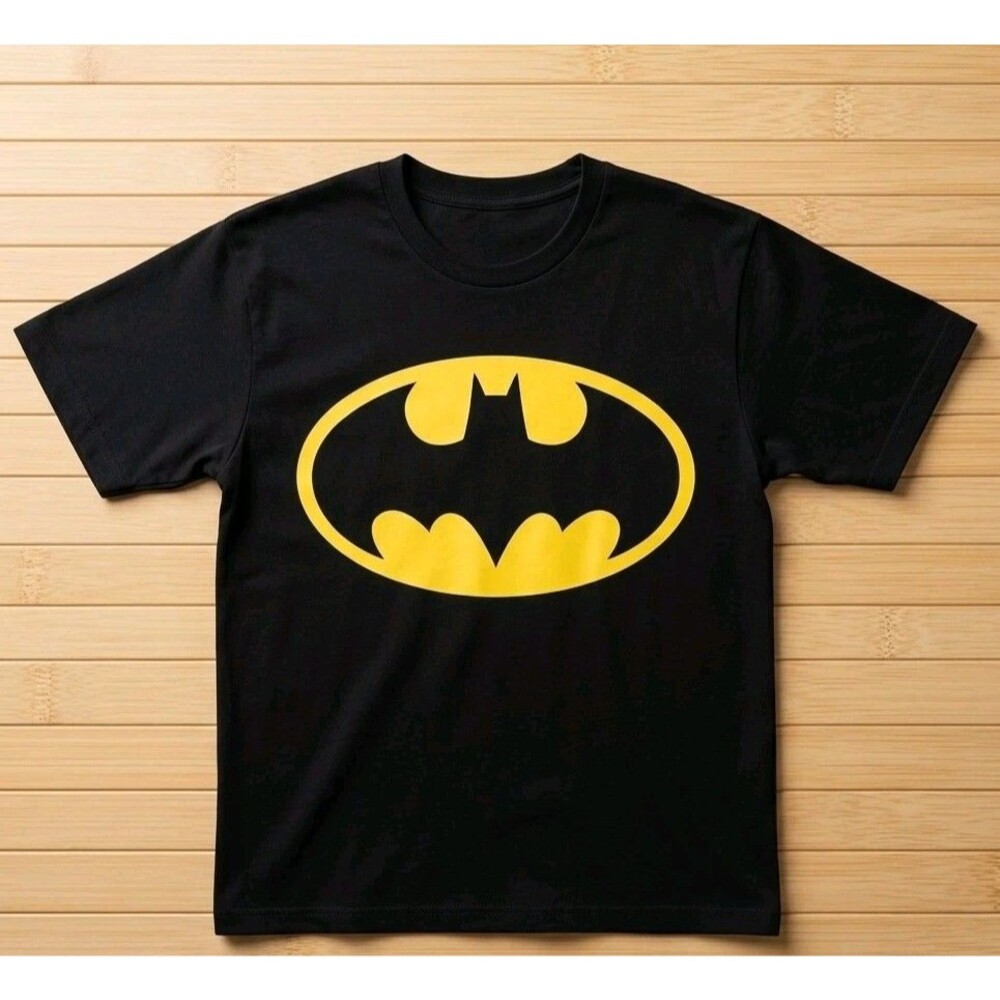 DC Comics Batman Classic Logo Shirt Youth XL 14/16 Fits Women XS XXS Black Tee